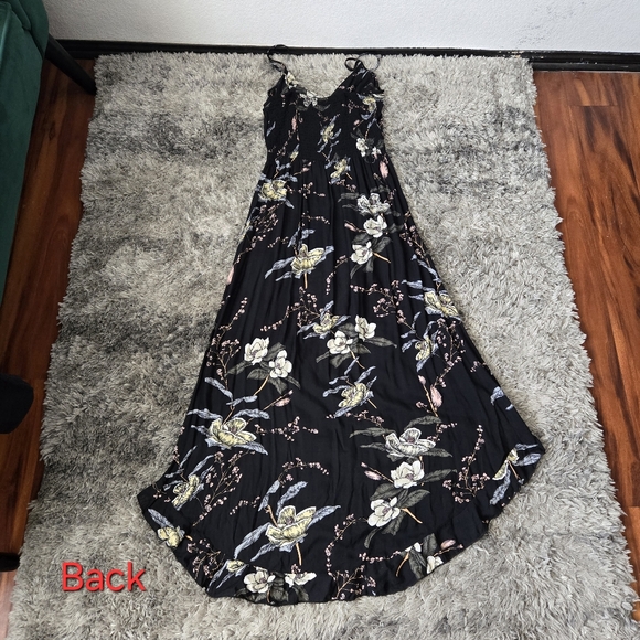 Black Floral Wrap Around Maxi Dress, Short in the front and Long in the back - Picture 6 of 8
